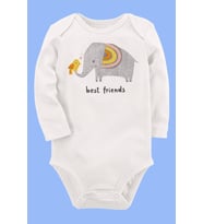 Organik Baskılı Pamuklu Unisex Bebek Body UZUNE260