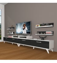 Decoraktiv Ekoflex 360R Slm Retro Tv Ünitesi Tv Sehpası - Beyaz Siyah (Siyah - Beyaz)