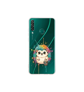 Huawei Y6P ile Uyumlu Splash Kirpi Tasarımlı Şeffaf Silikon Kılıf