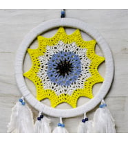 Sarı Nazar Motifli Kuş Tüylü Duvar Süsü (Çok Renkli)