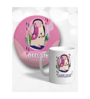 Offline Oval Bilek Destekli Mouse Pad Ve Kupa Bardak Seti