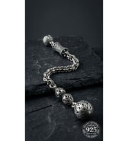 Koleksiyonluk 925 Ayar Gümüş Otantik İşleme Arnavut Zincir Damla Tesbih Püskül Ucu 8cm