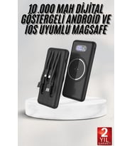 Wireless 10000 Mah Led Ekranlı Dahili Kablolu Hızlı Şarj