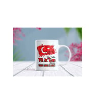 Ne Mutlu Türk'üm Diyene Yazılı Türk Bayrağı Baskılı Kupa Bardak (Beyaz)
