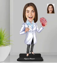 Kişiye Özel Tıp Bayramı Beyin ve Sinir Cerrah Kadın Doktor Ahşap Biblo-1