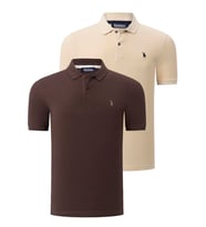 İKİLİ SET T8561 DEWBERRY ERKEK TSHIRT-KAHVE-BEJ