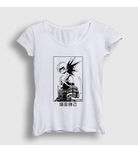 Presmono Kadın Beyaz Bakugo Smile Anime Boku No Hero Academia T-Shirt 234402tt