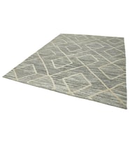 Gri Salon Halısı Geometrik Motifli El Dokuma Pamuk Yün Dokulu Yüzey Modern Stil Koridor