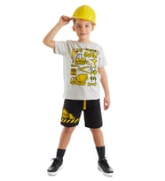 İnşaat Araçları Erkek Çocuk T-shirt Şort Takım (Siyah)