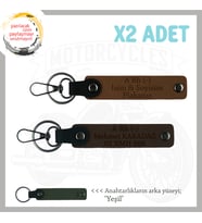 Motor Severlere, İsim Plaka ve A - Kan Grubu Yazılı Anlamlı Hediye x2 Anahtarlık, Kahve-K Kahve-Ysl