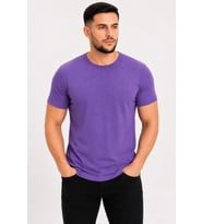 Erkek Basic Tişört Bisiklet Yaka Kısa Kol Günlük Yazlık Slim Fit T-Shirt - Mor