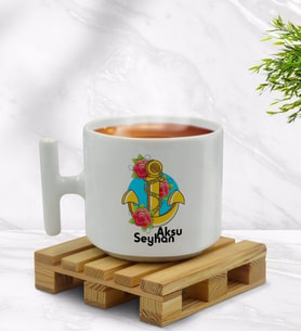 BK Gift Kişiye Özel Çapa Tasarımlı T Kulplu Beyaz Middle Kupa Bardak-4