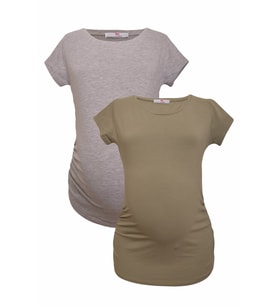 LuvmaBelly MYRA2017_2012 Hamile tshirt seti (Haki-Gri)