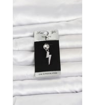 Mey İthalat® 316L Cerrahi Çelik Zirkon Taşlı Şimşek Sallantılı Göbek Piercing