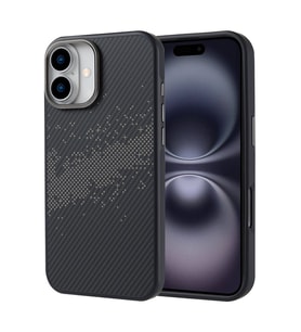 Apple iPhone 16 Plus Uyumlu Kılıf M-safe Şarj Özellikli Karbon Fiber Tasarımlı Zore Vave Kapak (Gri)
