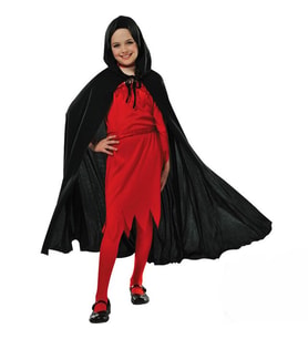 Kapşonlu Siyah Pelerin - Şapkalı Pelerin 90 cm