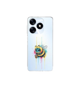 Tecno Spark 10C ile uyumlu Splash arı tasarımlı şeffaf silikon kılıf