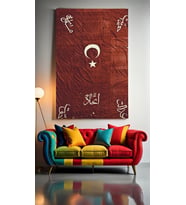 DEKORATİF TÜRK BAYRAĞI Ev Duvar Salon Güzellik Salonu Ofis Dükkan Dekarasyon Kanvas Tablo