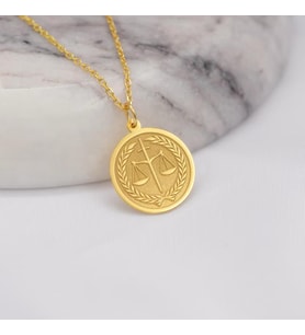 Kişiye Özel 925 Ayar Gümüş Tasarım Adalet Terazisi Model Kolye (Gold)