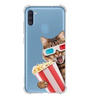 PrintiFy Samsung Galaxy M11 Uyumlu Kedi 1 Baskılı Şeffaf Köşe Korumalı Antişok Kılıf