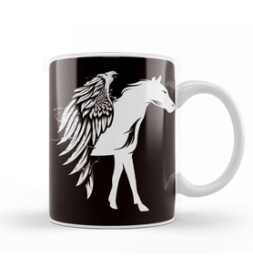 Horse Wings Bird Horseshoe Dressage Gallop Saddle Stable Kupa Bardak Porselen