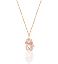 Söğütlü Silver Gümüş rose zirkon taşlı kedi kolye.