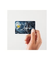 Mavi Gözlü Bozkurt Temalı Parlak Kredi/Banka Kart Kaplama Sticker (Yüksek Kalite)