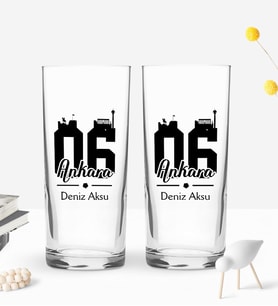 BK Gift Kişiye Özel İsimli DTF Ankara Plaka Şehir Tasarımlı İkili Rakı Bardağı Seti, Arkadaşa Hediye, Sevgiliye Hediye