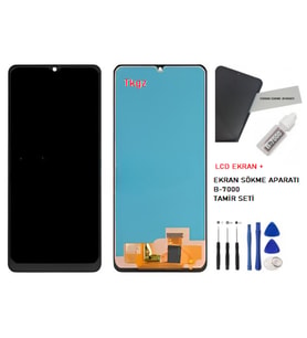Tkgz - Samsung Galaxy A22 -4G - SM-A225 Uyumlu Lcd Ekran Dokunmatik - A - Kalite + B-7000 + TAMİR SETİ