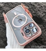 iPhone 15 Pro Max Kılıf Klon Stantlı + Lens Korumalı MagSafe Telefon Kılıfı