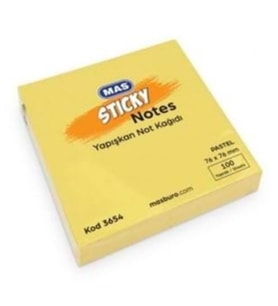 Mas Postit 100 Yaprak 76X76 Yapışkanlı Not Kağıdı Sarı - 3 adet