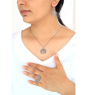 Hilal Model Telkari Gümüş Üçlü Set