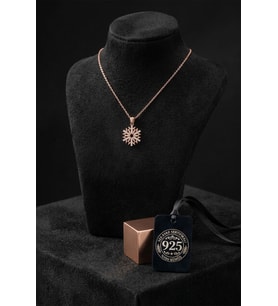 925 Ayar Zirkon Taşlı Rose Kar Tanesi Gümüş Kolye