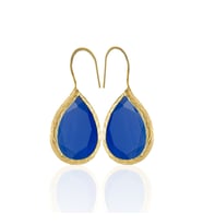 Kadir Jewellery 22 Ayar Altın Kaplama Damla Taşlı Küpe -El İşçiliği Ve Hipoalerjenik Küpe