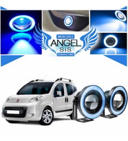 Fiat Fiorino Uyumlu, Universal Mercekli Led Angel Sis Farı, 76mm Buz Mavi Renk