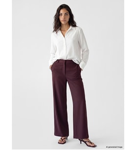 LCW Modest Bordo Regular Fit Geniş Paça Kadın Pantolon