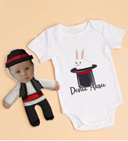 BK Kids Kişiye Özel Fotoğraflı Bebek Yastık ve Bebek Body Zıbın Hediye Seti - Model 36
