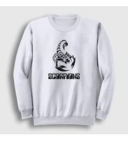 Presmono Unisex Beyaz Logo Scorpions Sweatshirt 109467tt (Beyaz)