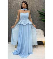 STRAPLEZ BONCUK ISLEMELI SIFON ELBISE