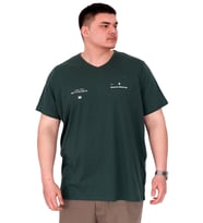 Mode XL Büyük Beden Erkek T-Shirt V Yaka MEMORIES U24055 Nefti