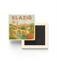 Elazığ - Memleket Temalı - Paper Cut Art - Baskılı Buzdolap Magneti Kare - 9x9 cm