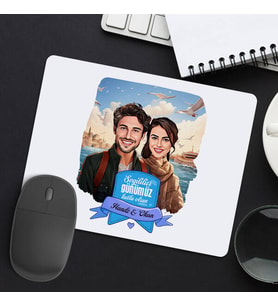 Sevgiliye Hediye Kişiye Özel Vapurda Aşk Karikatürlü Mousepad