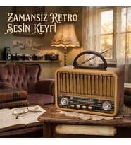 Nostaljik Ahşap Görünümlü Bluetooth Radyo Hoparlör - USB/TF Kart Destekli, TWS Özellikli