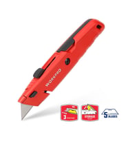 WORKPRO WP213009 Ağır Hizmet Alüminyum Gövde Geri Çekilebilir Rötuş Maket Bıçağı + 5 Adet Yedek Bıçak