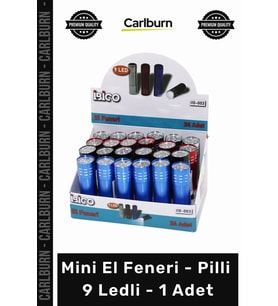 #ElFeneri Metal Kasa Kompakt Taşınabilir Güçlü Işık Kamp Fener Mini El Feneri Pilli 9 Ledli - 1 Adet