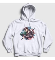 Presmono Unisex Beyaz Tanjiro Nezuko Anime Demon Slayer Kimetsu No Yaiba Kapüşonlu Sweatshirt 308957tt
