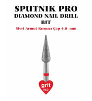 Elmas Sivri Armut Freze Kırmızı Çap 4,0mm