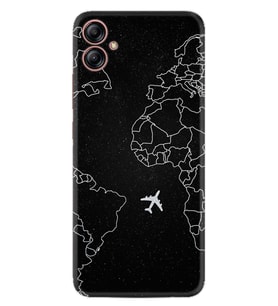 Samsung Galaxy A04E Kılıf Resimli Desenli Silikon Platinium Series Black Plane 1868