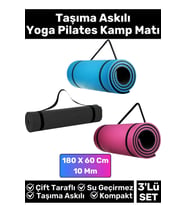 Özel Çift Taraflı Kaymaz Silinebilir Yoga Meditasyon Fitness Kamp Minderi 10 Mm Askılı Mat 3'lü Set