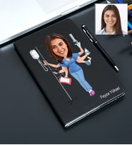 Kişiye Özel Hemşire Tasarımlı Karikatür Defter Ve Kalem Seti 92